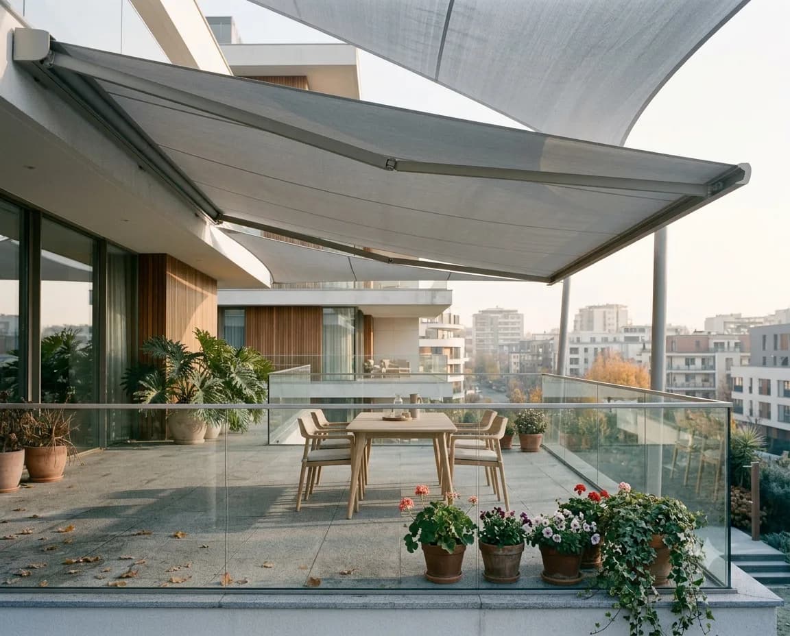 Copertină la balconul unui apartament